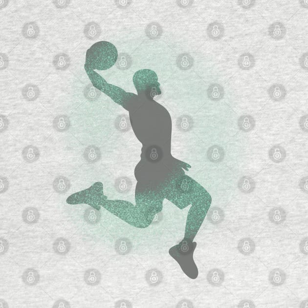 Basketball Player Dunking Sprayed Green White by foxnwombatco 